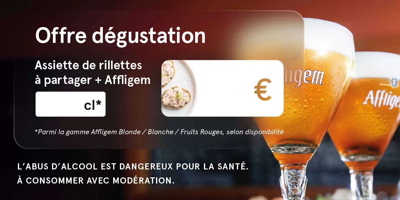 Encart Affligem pour l'offre rillettes