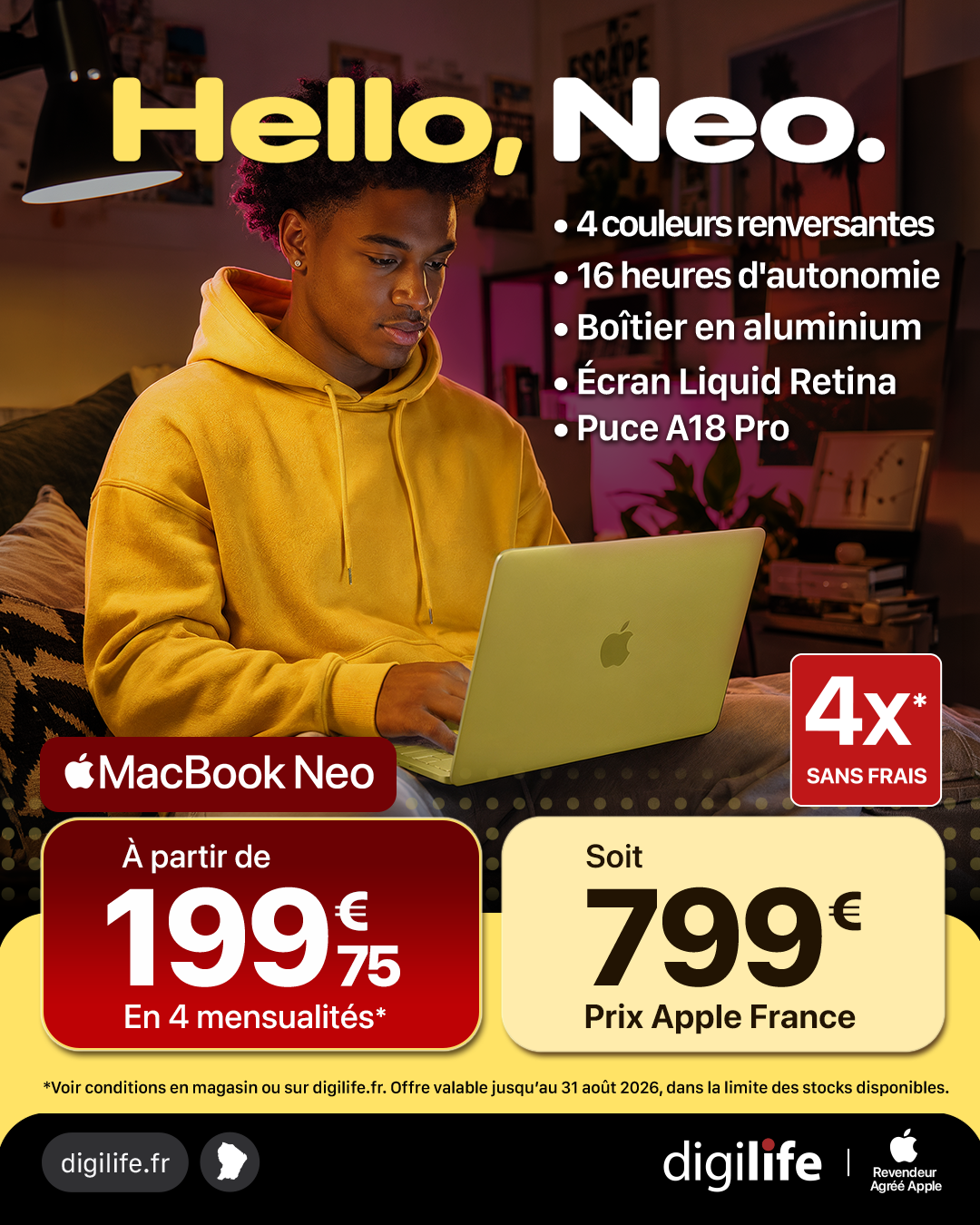 Post Digilife Hello Neo sur fond jaune