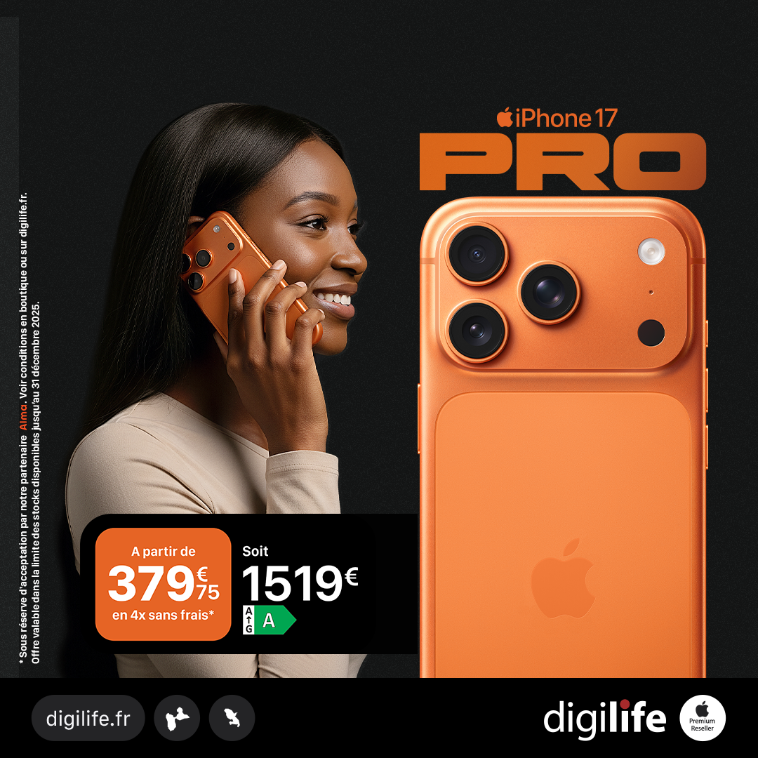 Post carré premium Digilife pour l’iPhone 17 Pro